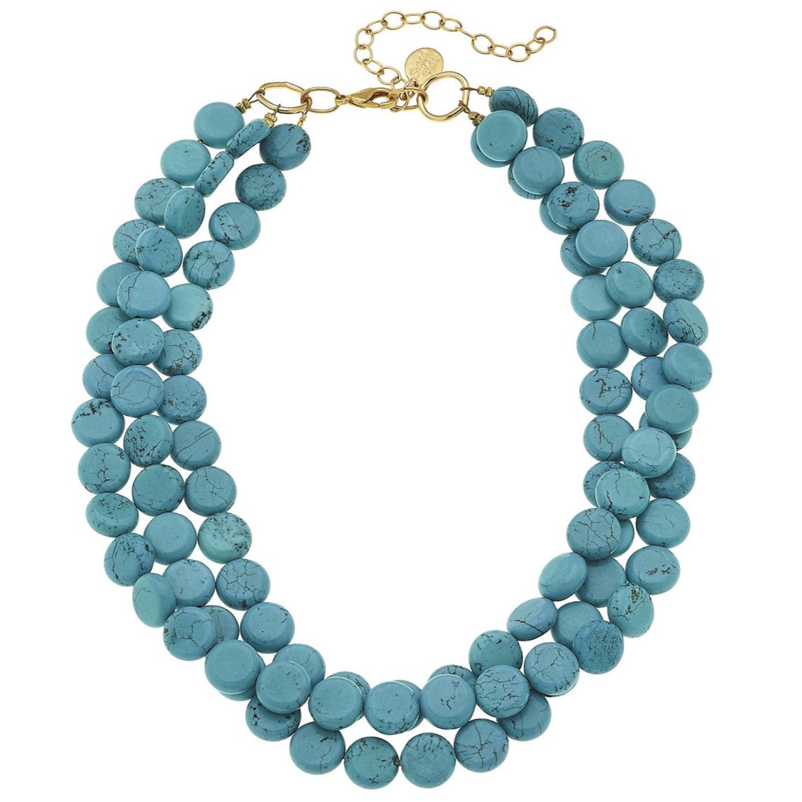 Susan Shaw 3-Strand Turquoise Gold Necklace