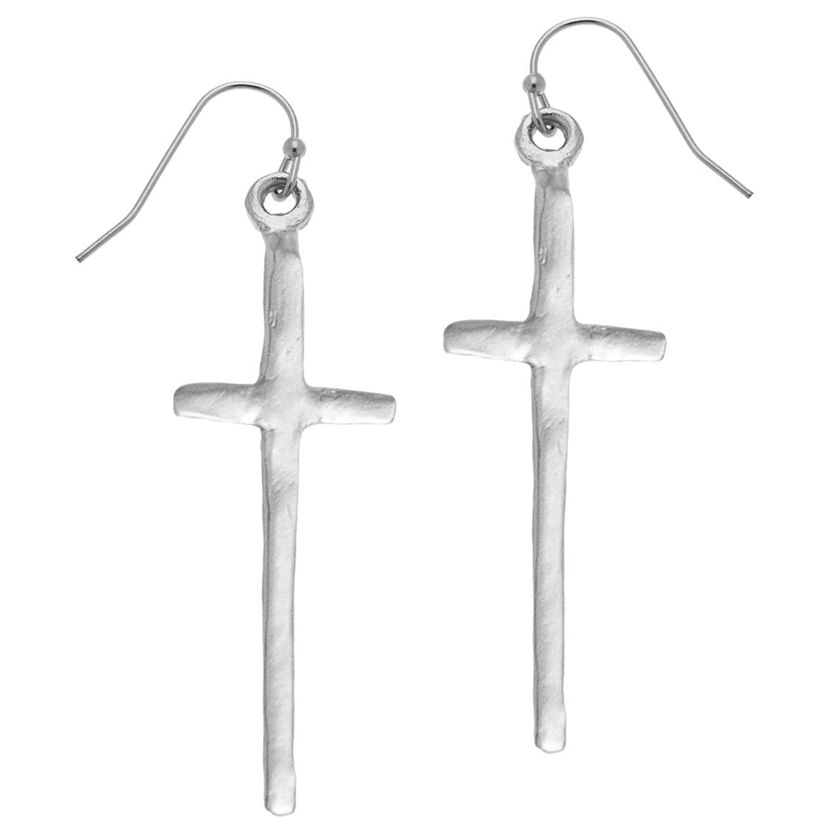 Susan Shaw Elongated Silver Cross Earrings