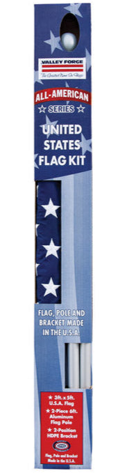 Complete Nylon American Flag & Angle-Mount Aluminum Flagpole Kit - 6'
