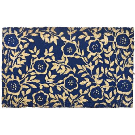 Cottage Blue Floral Coir Mat - 18 x 30