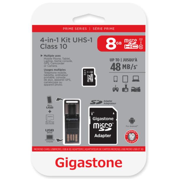 Gigastone Micro SDHC Flash Memory Card 4-in-1 Kit - 8GB