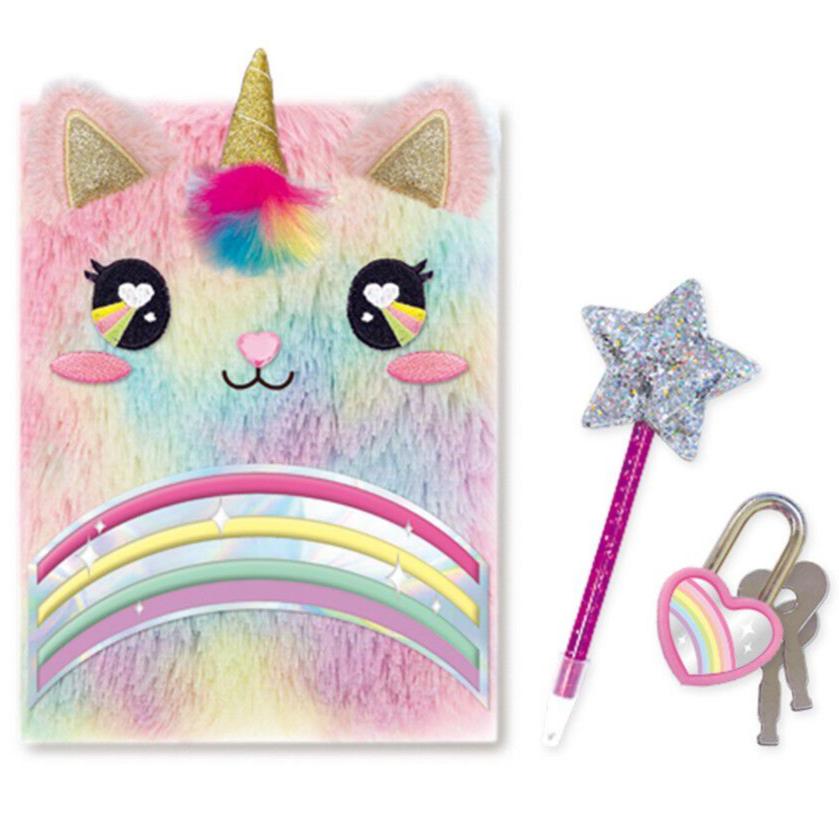 Rainbow Fuzzy Kitty Diary Set