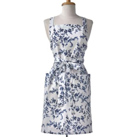 Blue Cottage Vine Floral Cotton Pocketed Apron