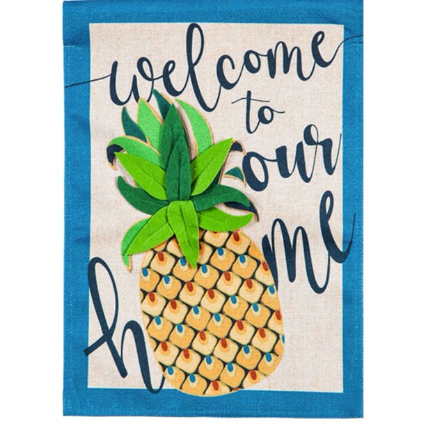 Welcome to Our Home Pineapple Burlap House Flag - 28 x 44