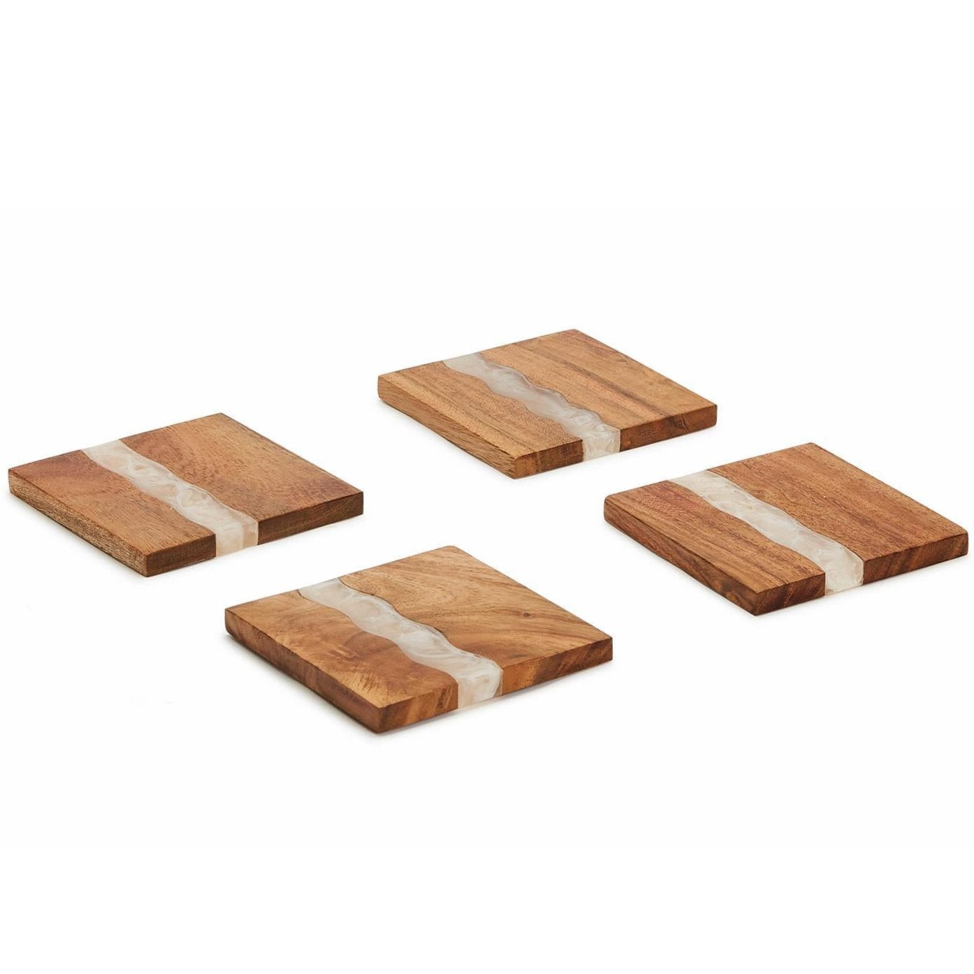 Verglas Acacia Wood Coasters w/ Holder - 4 pc.