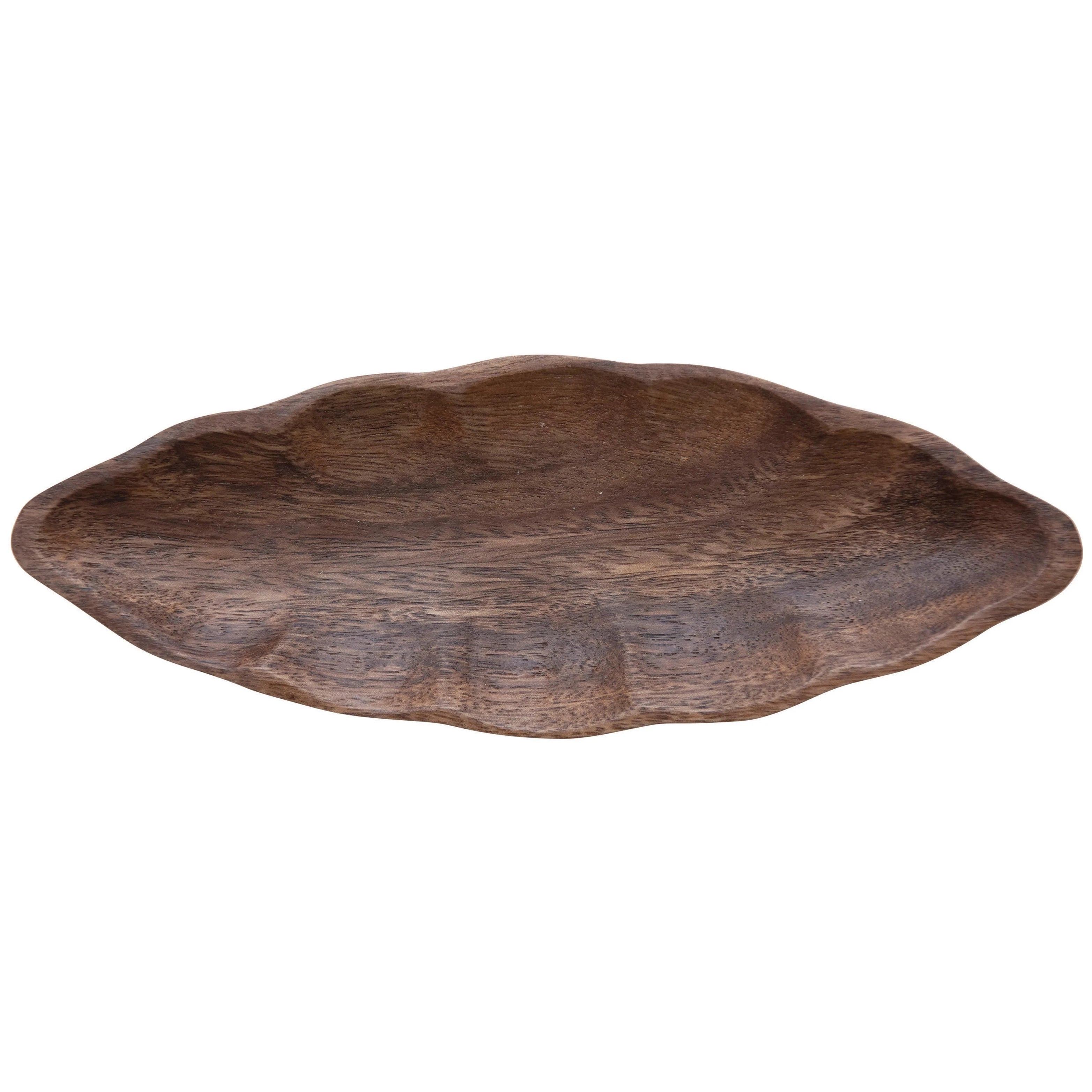 Small Hand-Carved Acacia Wood Leaf Dish - 4.5 x 2.25