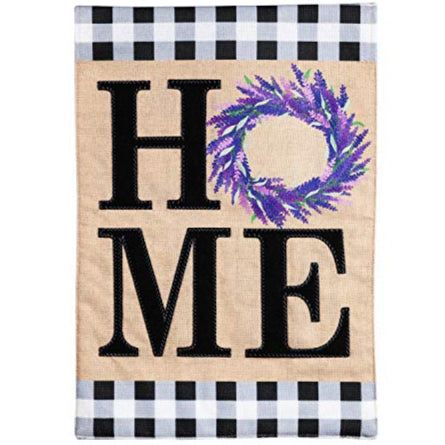 Home Lavender Wreath Burlap House Flag - 28 x 44