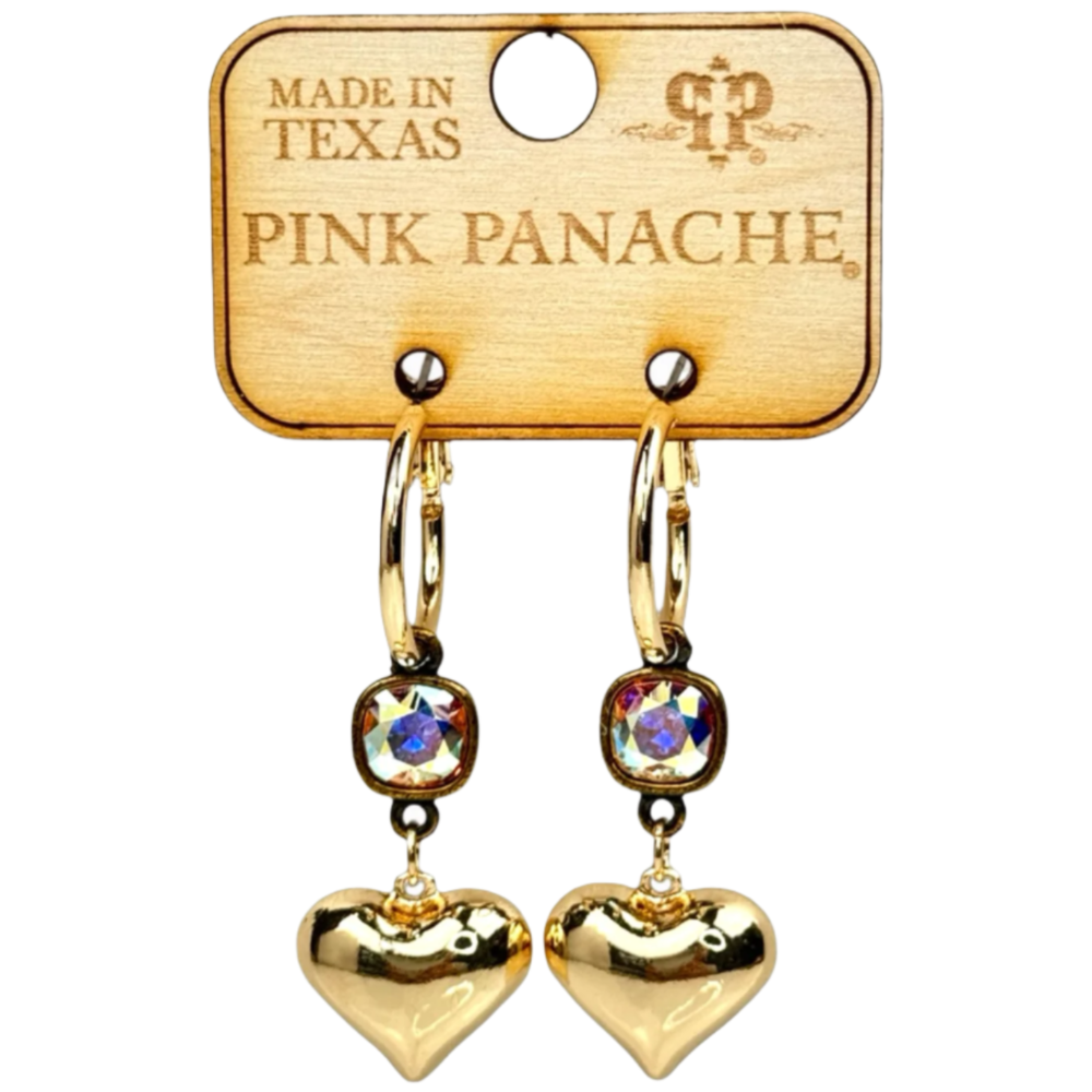 Pink Panache Heart-Shaped Metal Drop Earrings