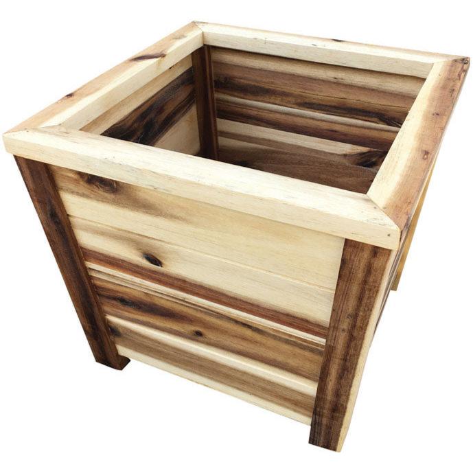 All Natural Square Wood Planter - 12