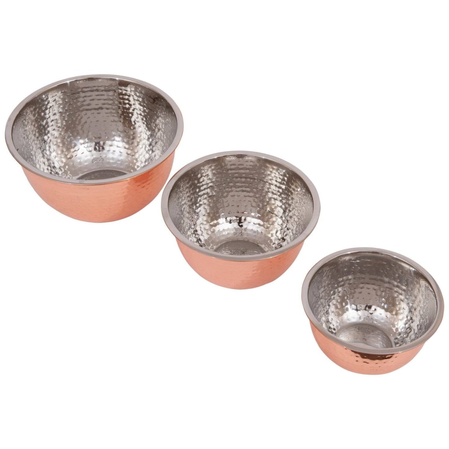 Copper-Finish Hammered Stainless Steel Serving Bowls