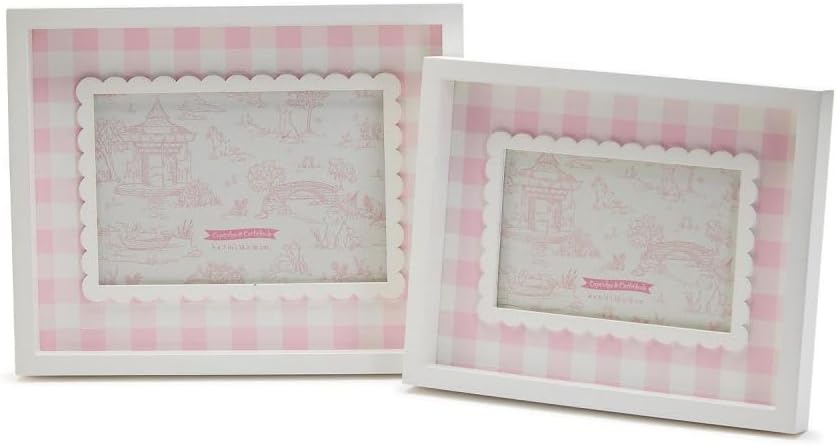 Scalloped Gingham Baby Photo Frames