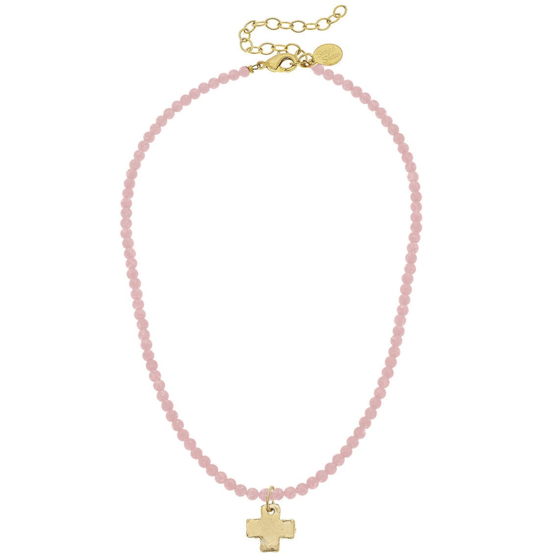 Susan Shaw Beaded Gold/Silver Cross Necklace