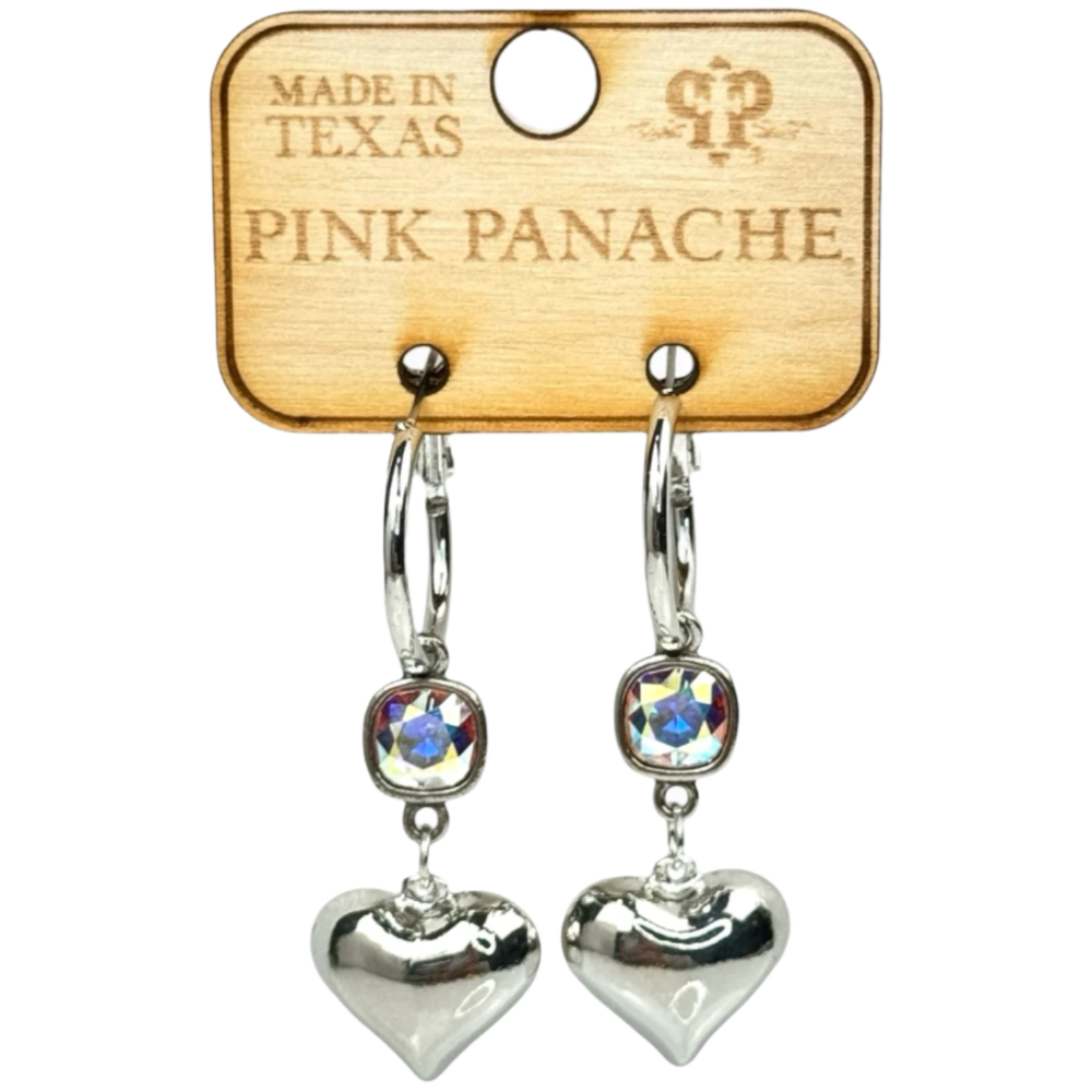 Pink Panache Heart-Shaped Metal Drop Earrings