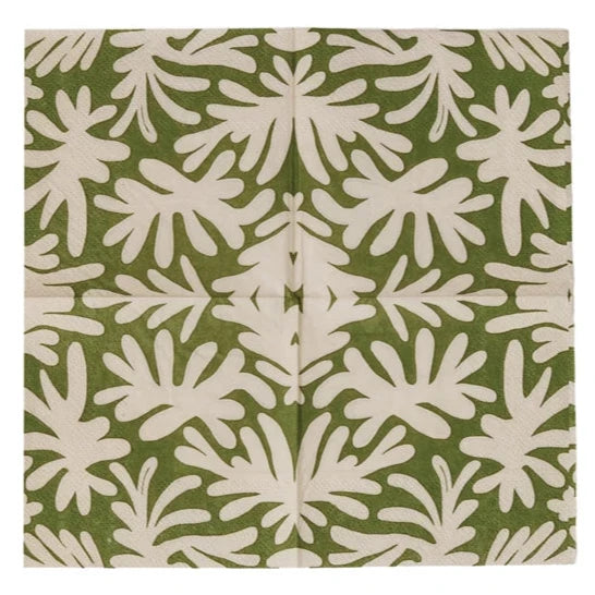 Leaf Patterned Paper Cocktail Napkins - 50 pc.