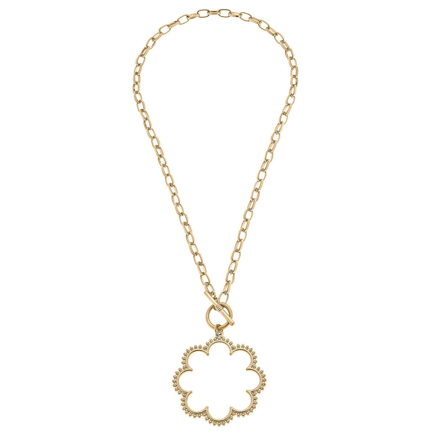 Belle Studded Flower T-Bar Necklace