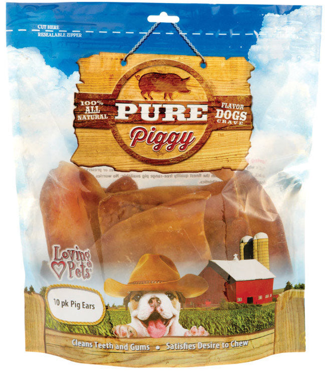 Loving Pets Pure Piggy Pig Ear Dog Treats - 10 pc.