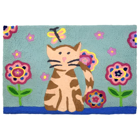 Jellybean Tabby Cat & Butterfly Rug - 20 x 30