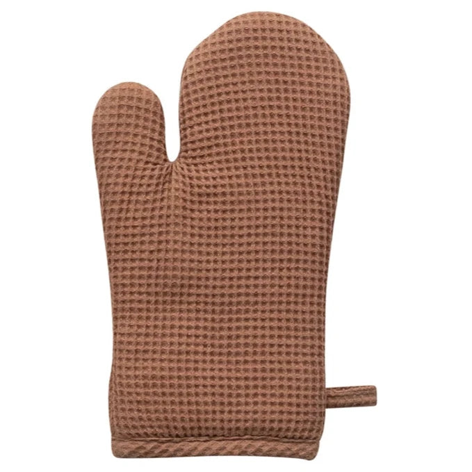 Woven Linen & Cotton Waffle-Pattern Oven Mitt