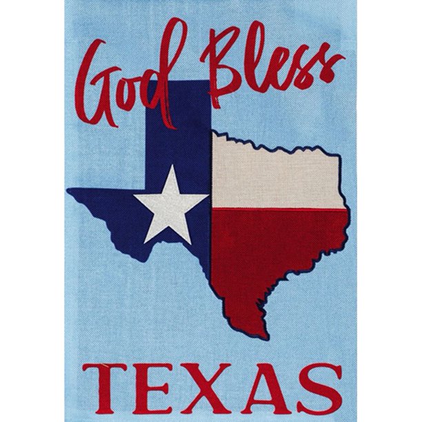 God Bless Texas Burlap Garden Flag - 12.5 x 18