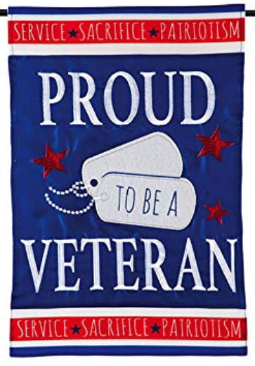 Proud Veteran Applique Garden Flag - 12.5 x 18