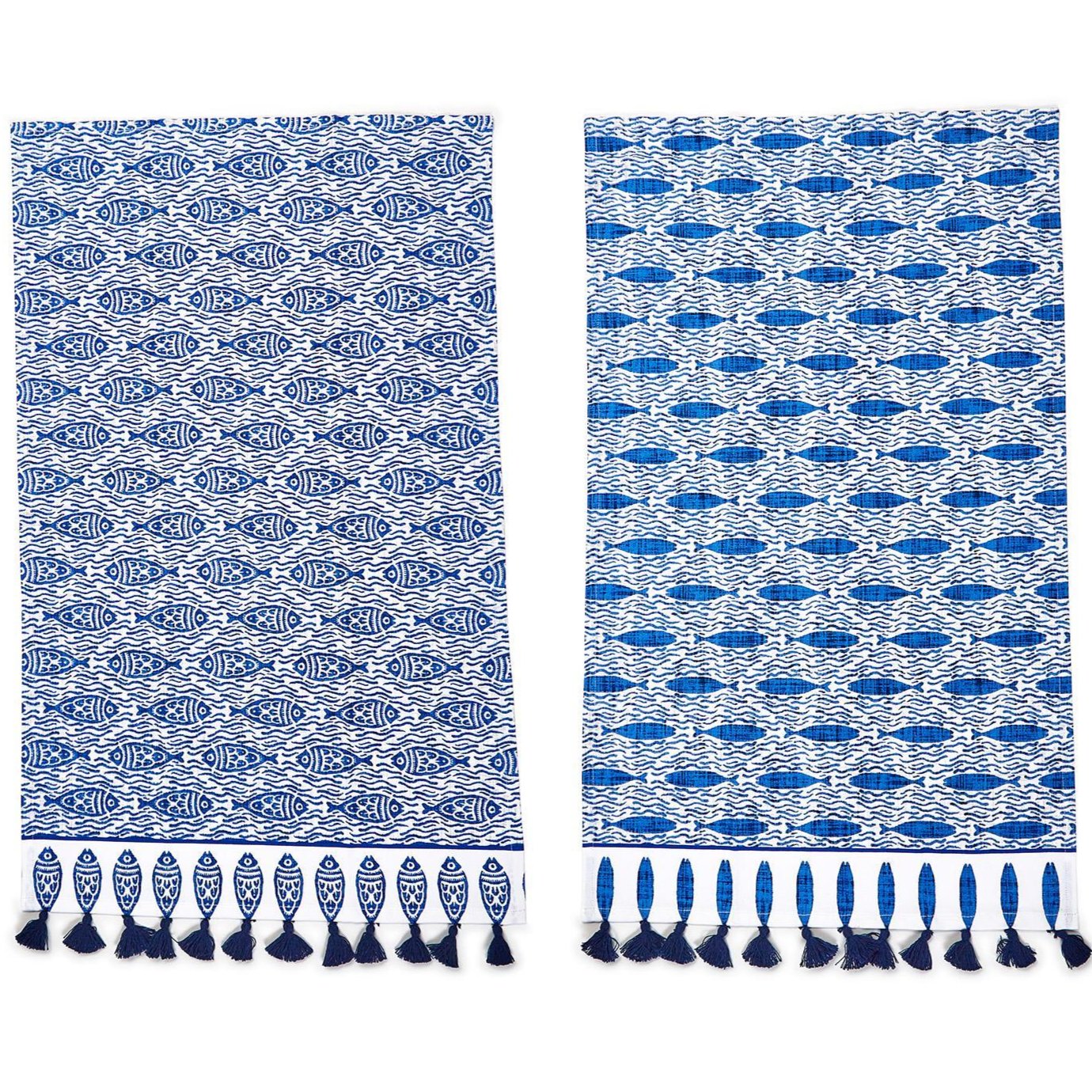 Water's Edge Fish Pattern Cotton Dishtowels - 2 pc.