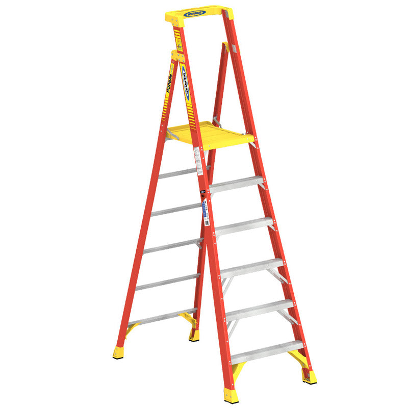 Werner 6' Fiberglass Podium Platform Ladder (300 lb.)