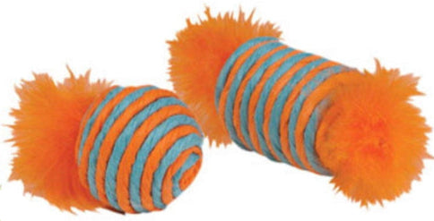 Kylie's Raffia Spool & Feathered Ball Cat Toys - 2 pc.