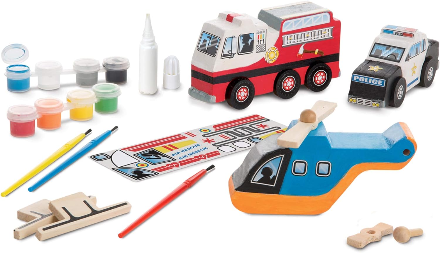 Wooden Rescue Vehicles Paint & Decoration Set