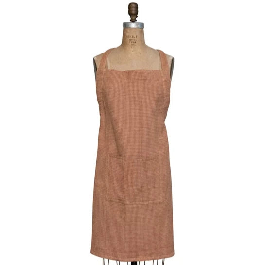 Woven Cotton & Linen Waffle Apron (Terracotta)