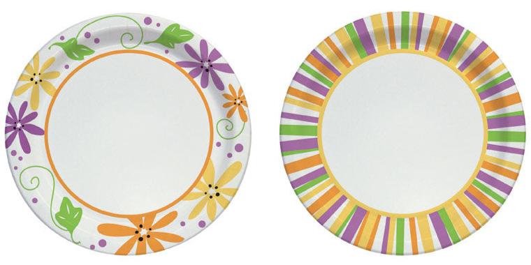 Dart Garden Party Stripes/Flowers Paper Plates