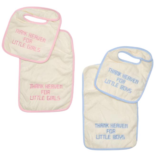 Thank Heaven Embroidered Bib & Burp Cloth