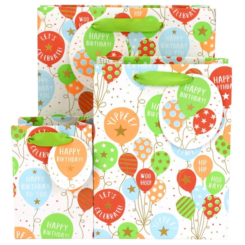 Birthday Balloons Gift Bag With Tag