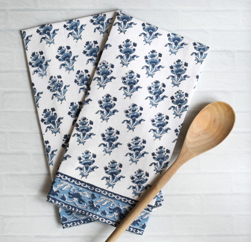 Pacific & Rose Block-Printed Kitchen Towels - 2 pc.