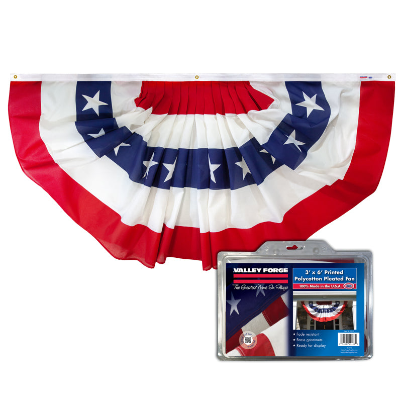 Pleated Polycotton USA Bunting Flag - 6'