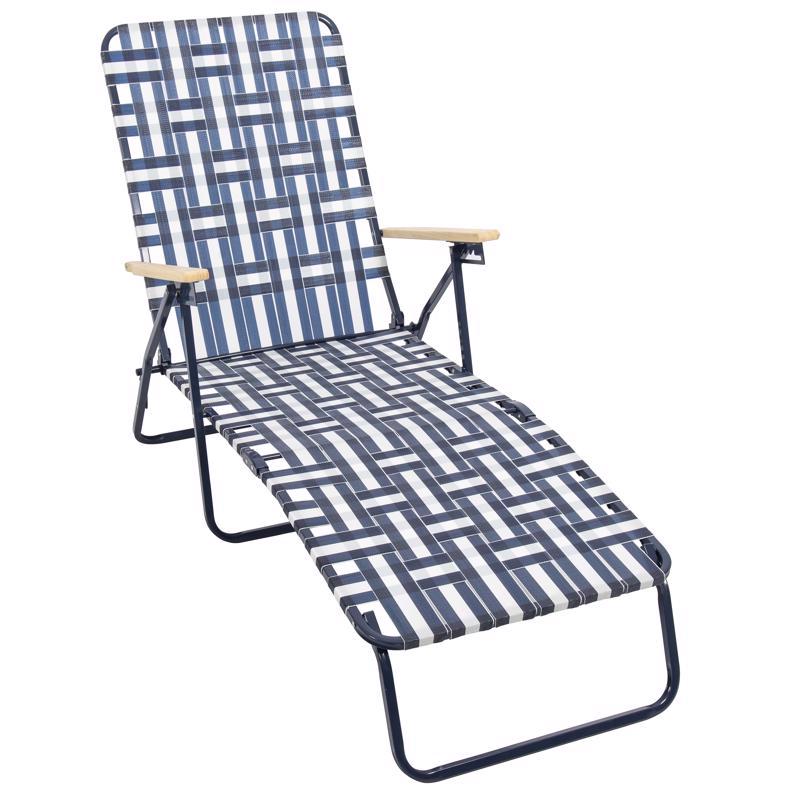 Rio Foldable Blue & White Chaise Lounge