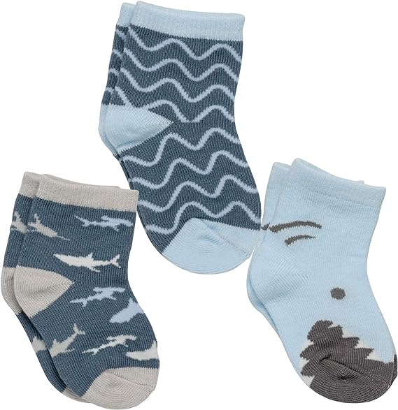 Shark Pattern Baby Socks - 3 Pair