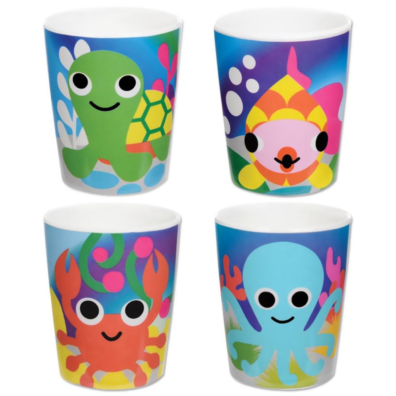 French Bull Melamine Ocean-Themed Kids Juice Cups - 4 Pc.