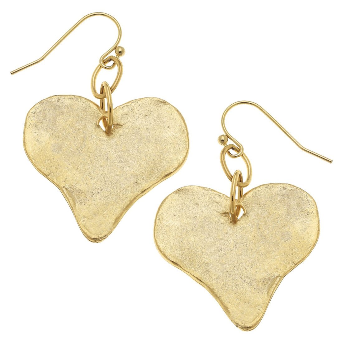 Susan Shaw Gold Handcast Heart Earrings