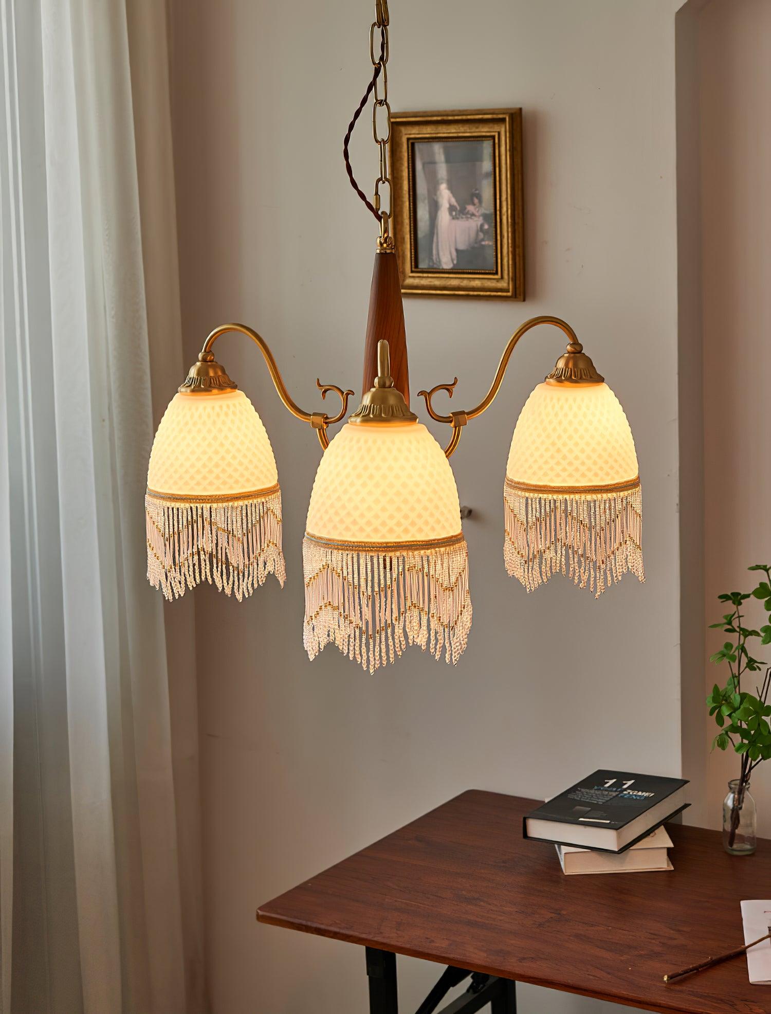 Mesh Tassel Glass Chandelier