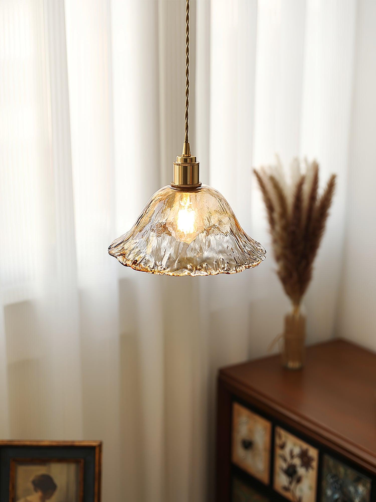 Vintage Brown Glass Pendant Light