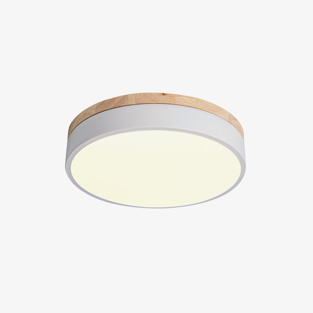 White Round Wooden Ceiling Lamp