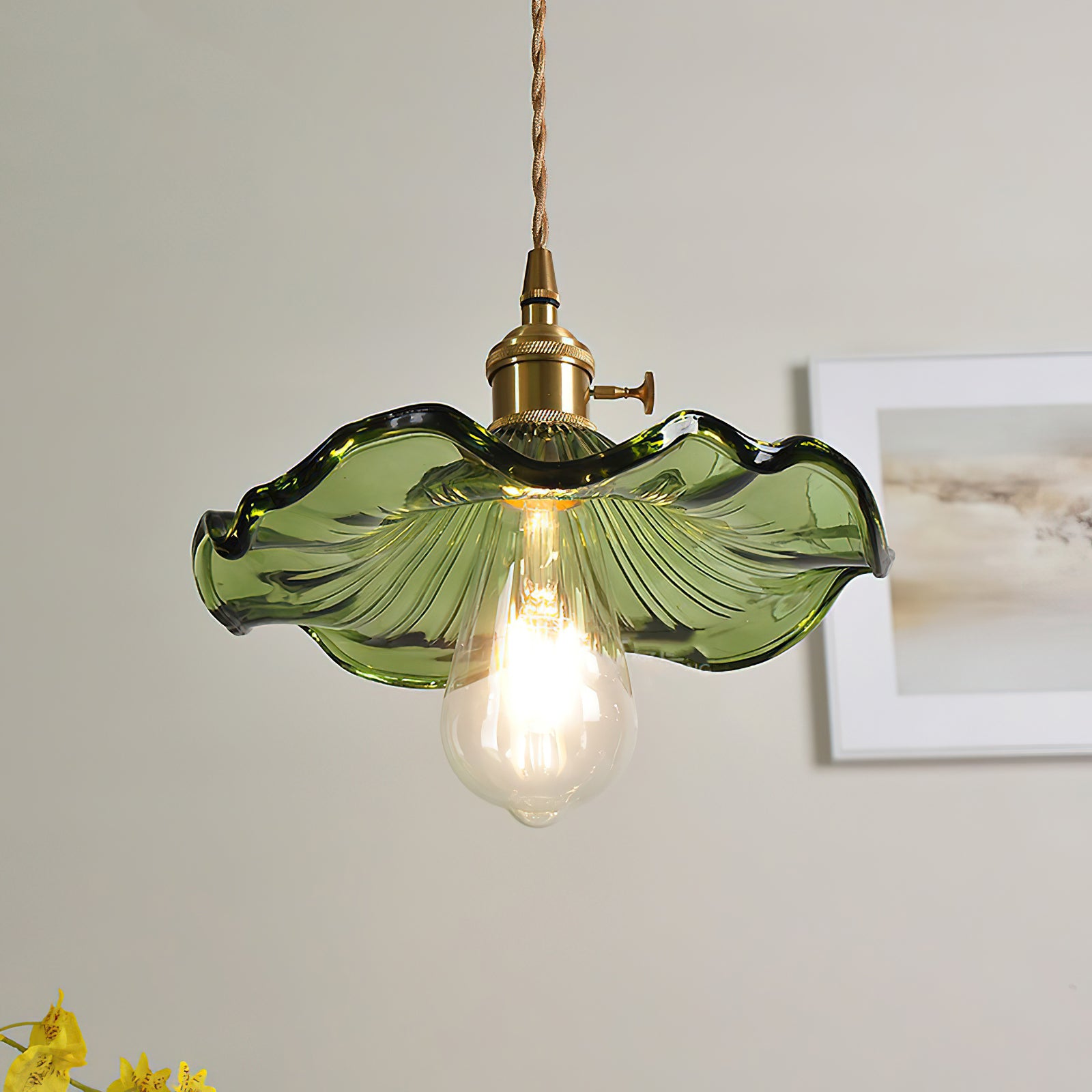 Glass Hibiscus Flower Pendant Light