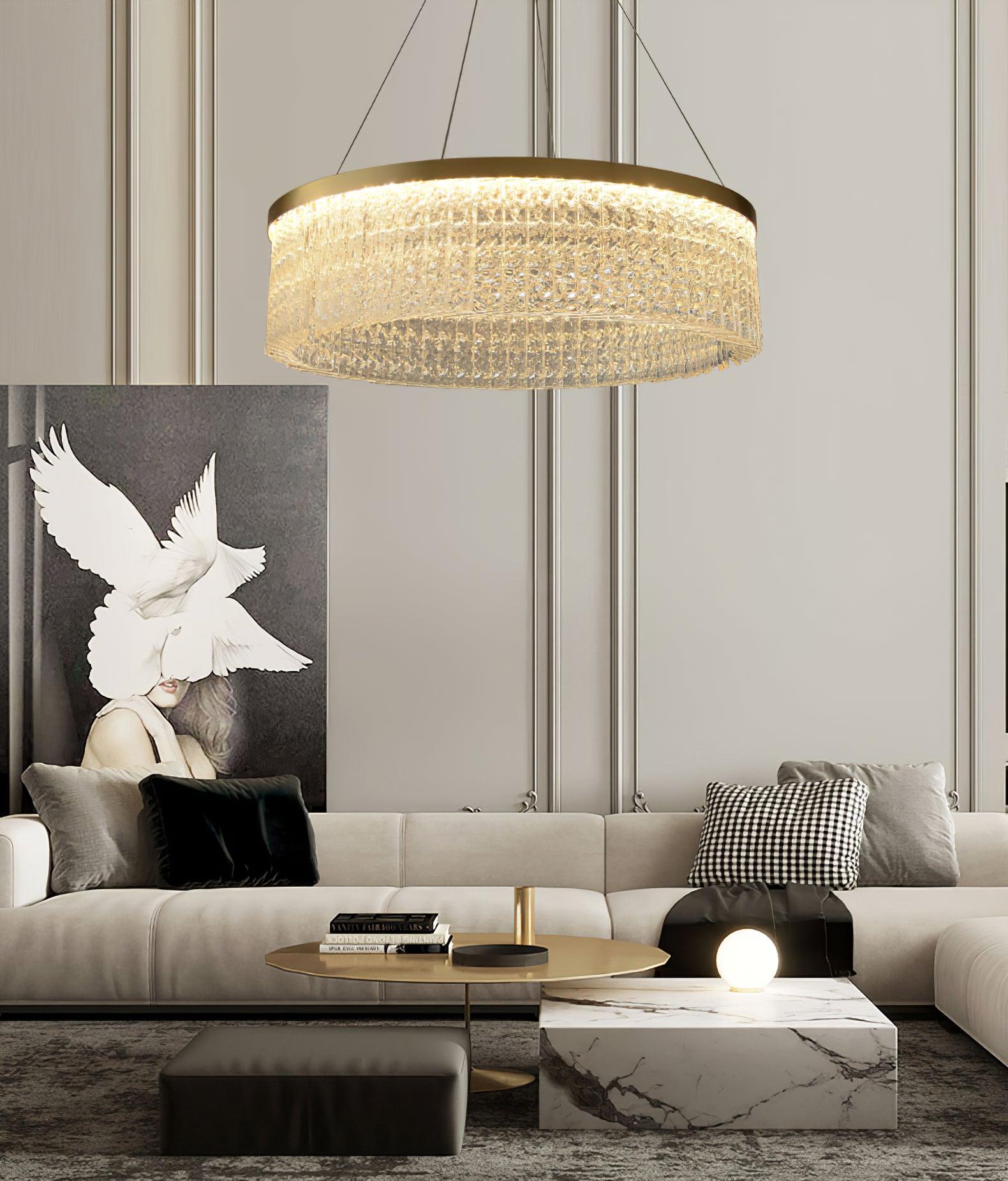 Round Halo Crystal Chandelier