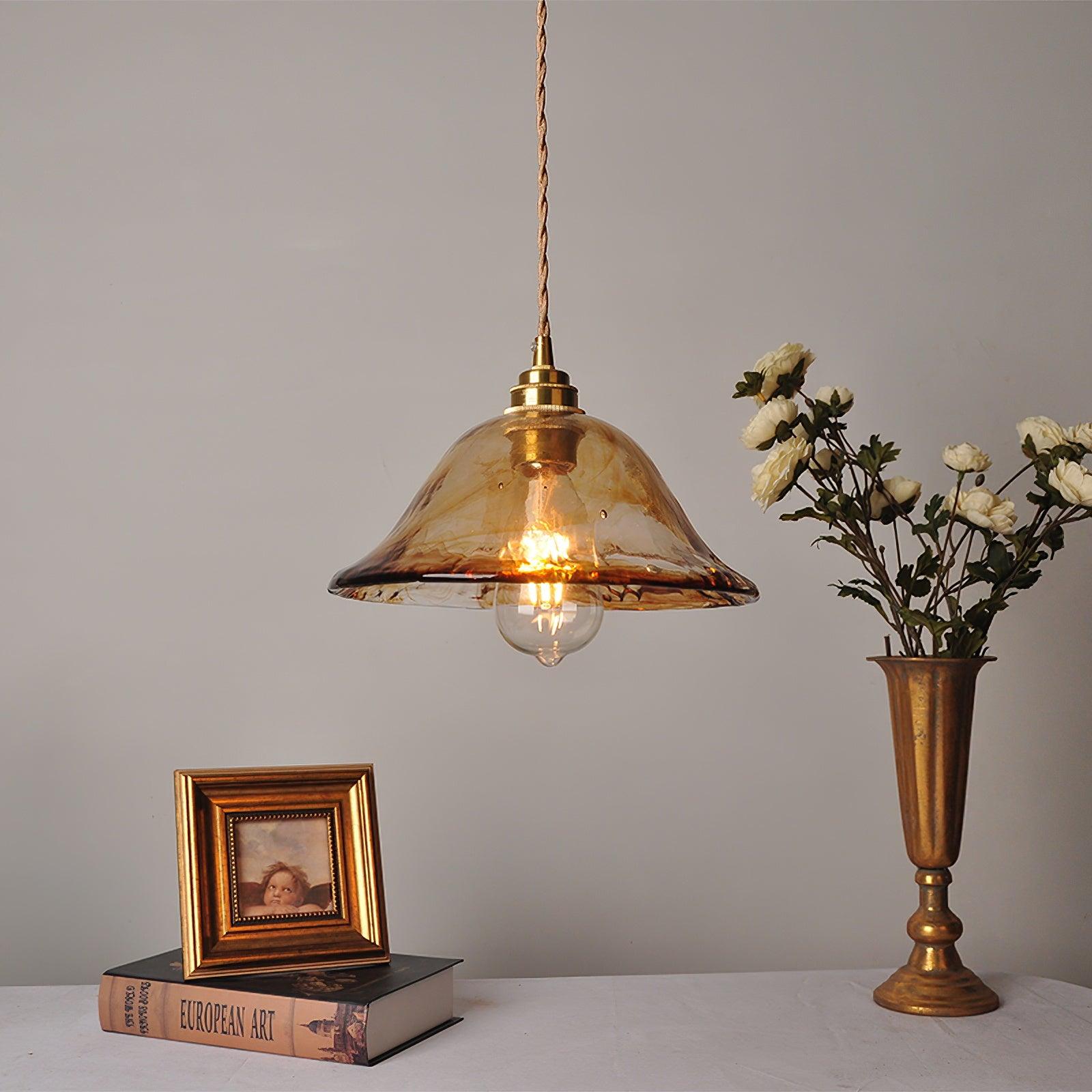 Vintage Brown Glass Pendant Light