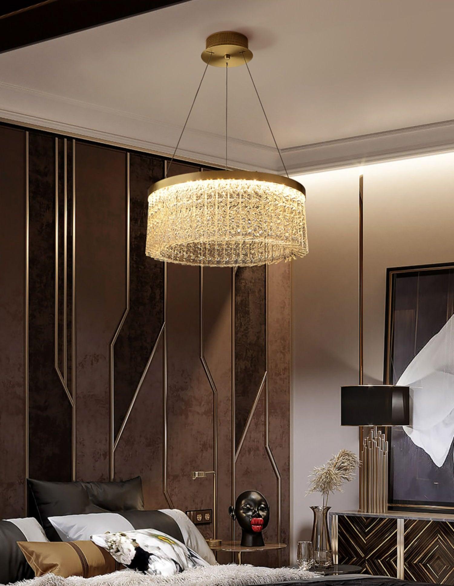 Round Halo Crystal Chandelier