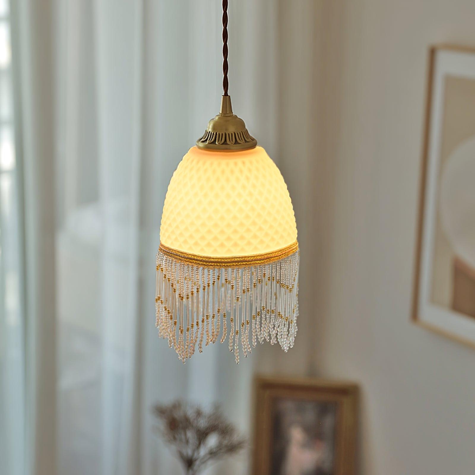 Mesh Tassel Glass Pendant Light