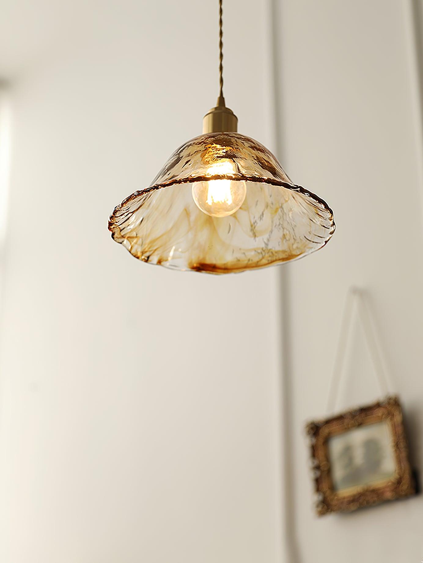 Vintage Brown Glass Pendant Light