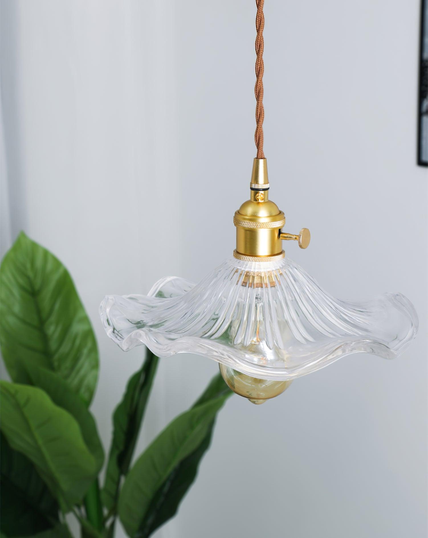 Glass Hibiscus Flower Pendant Light