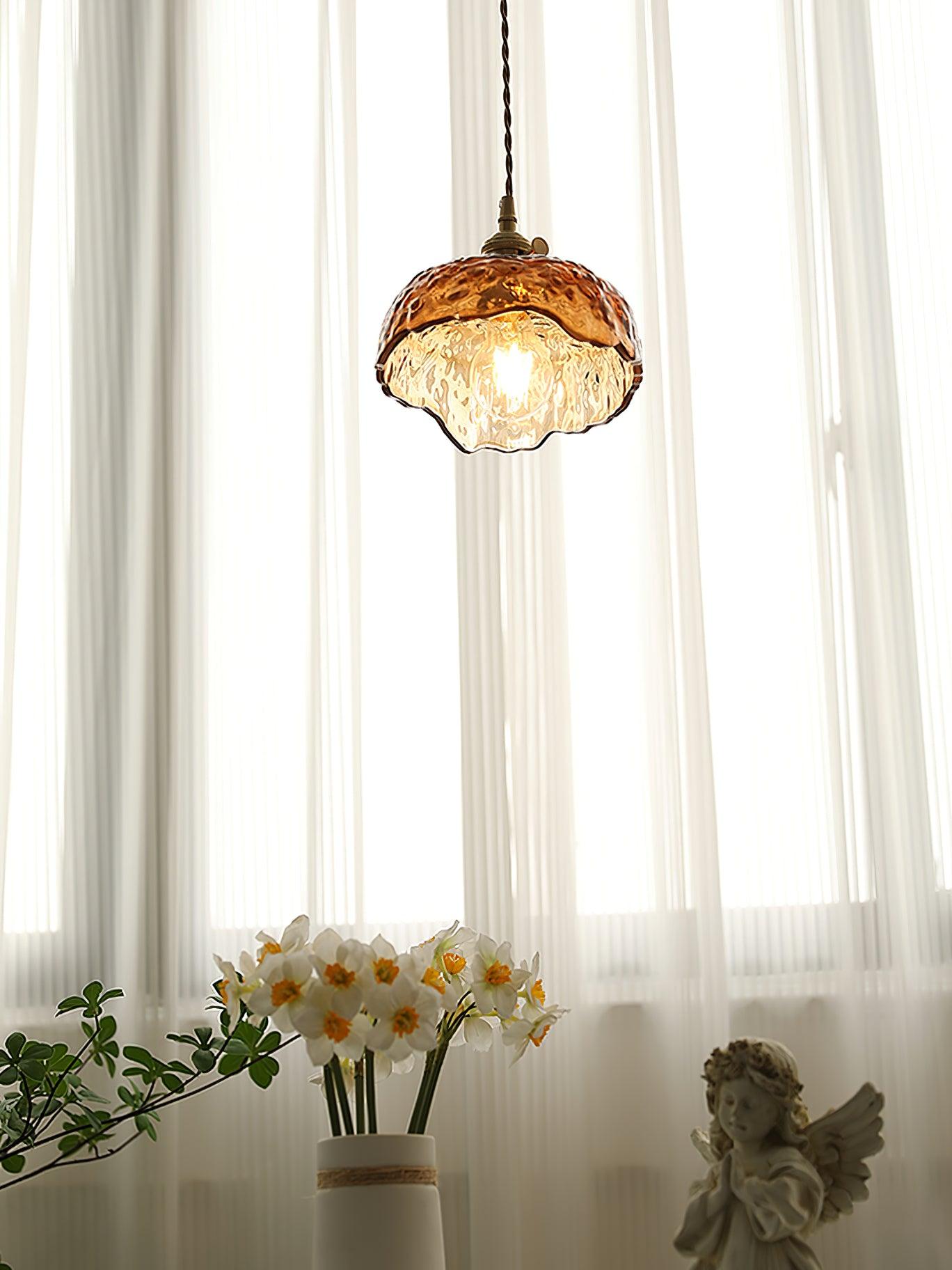 Vintage Brown Glass Pendant Light