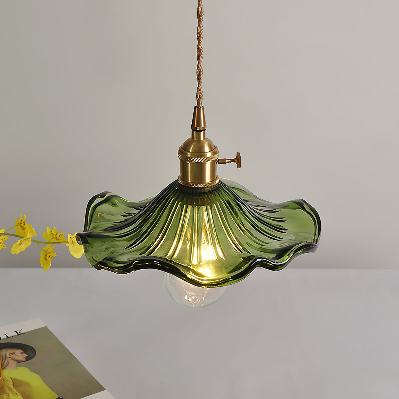 Glass Hibiscus Flower Pendant Light